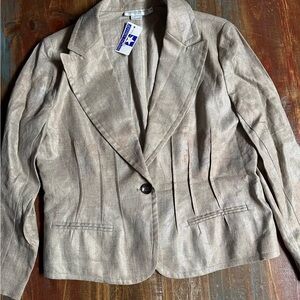 GARFIELD & MARKS 100% Linen Blazer NWT Great for FALL Floral Sheen 14 Petite